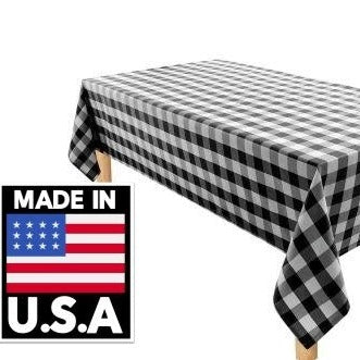Black & White Buffalo Plaid Checkered Tablecloth 60 by 84'' - Amazing Warehouse inc.
