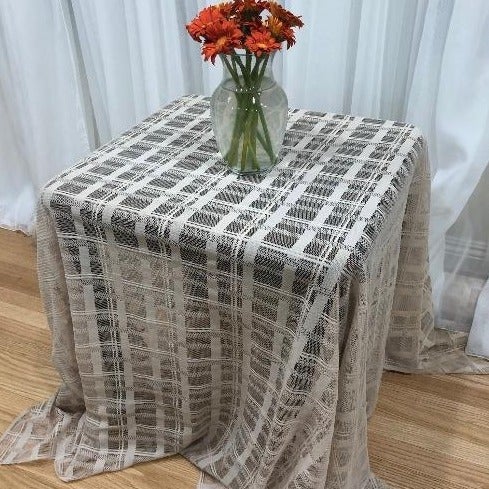 Checker Lace Tablecloth - Embroidered Checker Pattern Lace - Amazing Warehouse inc.