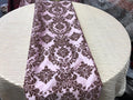 Damask Flocking Taffeta Table Runners - 14" X 108" Inches Tablecloth 4 pieces - Amazing Warehouse inc.