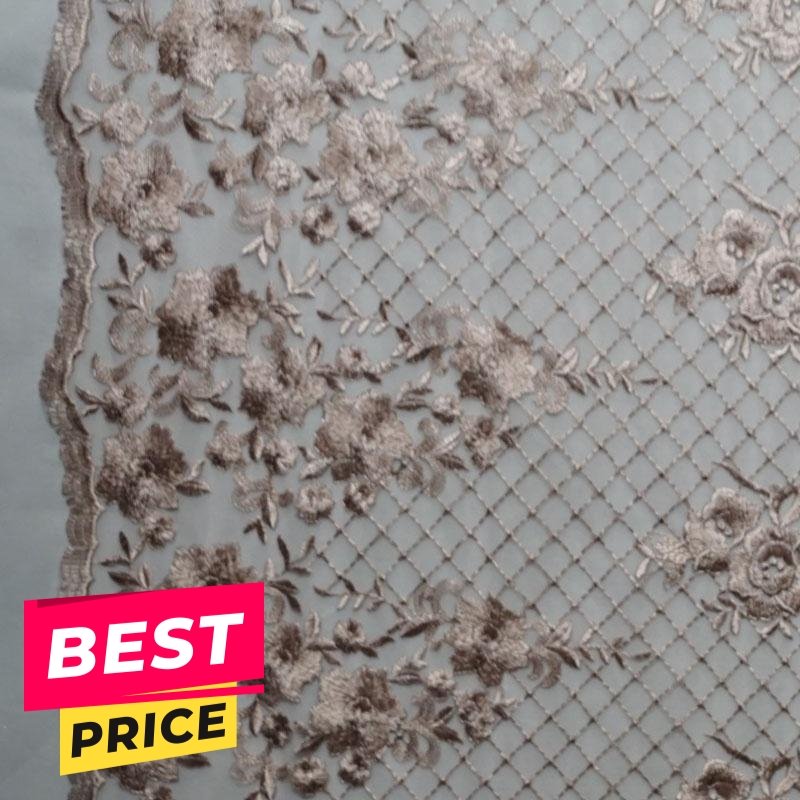 Embroidery checkered flowers Lace mesh - Amazing Warehouse inc.