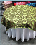 Round Tablecloth Damask Flocking Taffeta 90'' Round - Amazing Warehouse inc.
