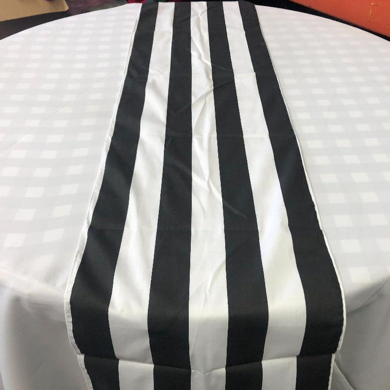 Black and White Classic Cotton Striped 2'' Table Runners 12'' BY 108'' - New Star Fabrics