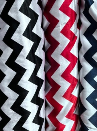 Charmeuse Satin Zigzag Design One Inch by the yard
